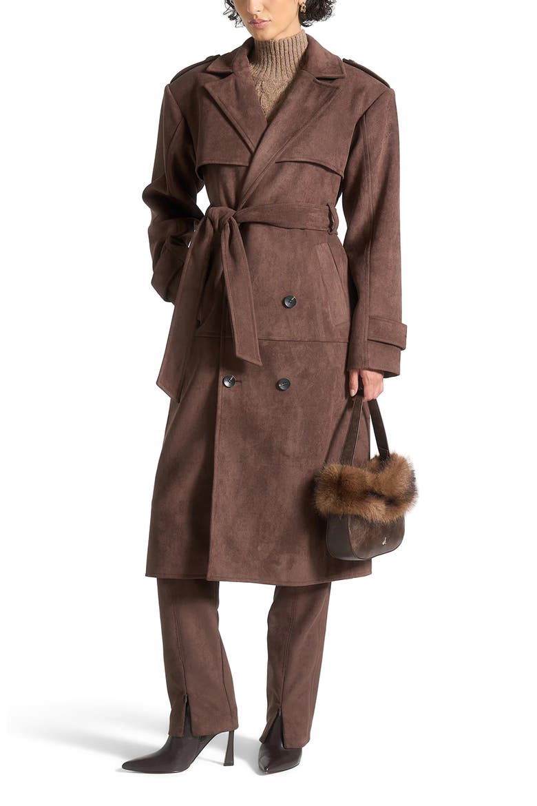 Amance Suede Trench Coat, Main, color, Brown