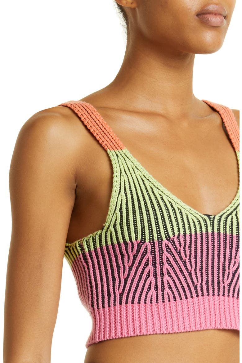 Gina Cotton & Cashmere Bralette, Alternate, color, LIME MULTI