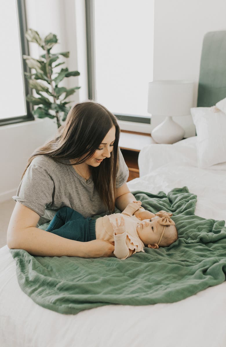 little unicorn Deluxe Muslin Quilted Throw, Alternate, color, Sage