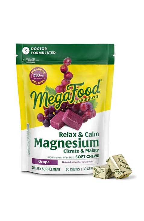 Relax & Calm Magnesium Complex with Magnesium Citrate & Malate, Doctor Formulated, Vegetarian, 60 Grape Soft Chews