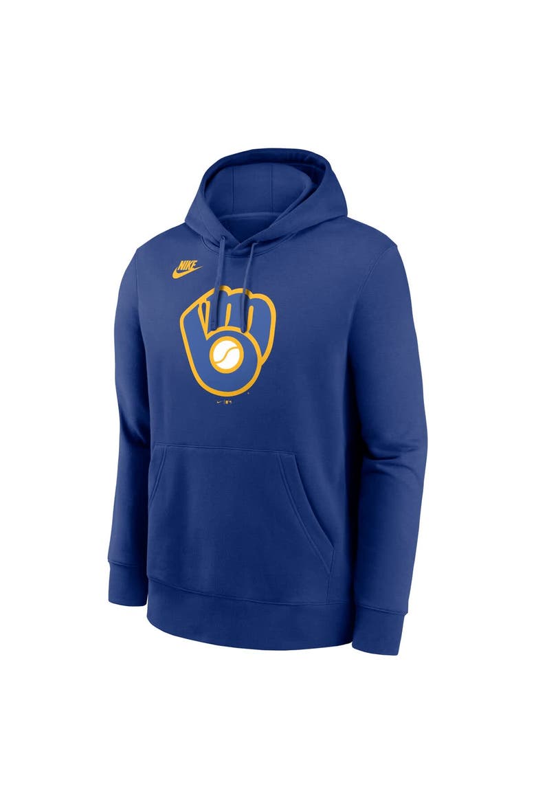 Men's Nike Royal Milwaukee Brewers Cooperstown Collection Logo Club Pullover Hoodie, Alternate, color, Royal