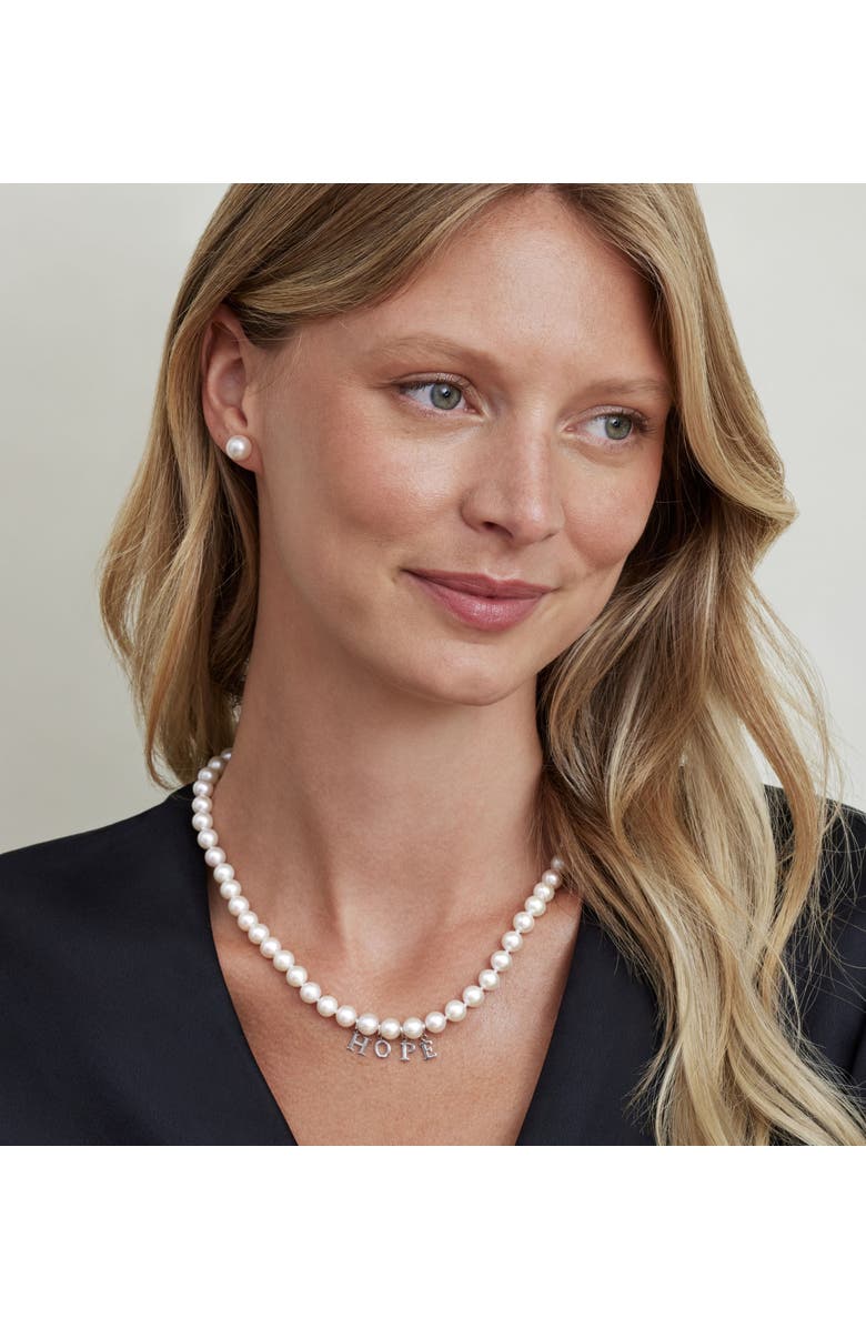 The Pearl Source Freshwater Round Pearl Stud Earrings 9mm, Alternate, color, White Pearl - Yellow Gold