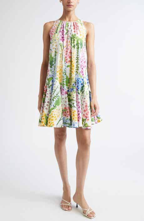 Foxglove Print Sleeveless Stretch Cotton Dress