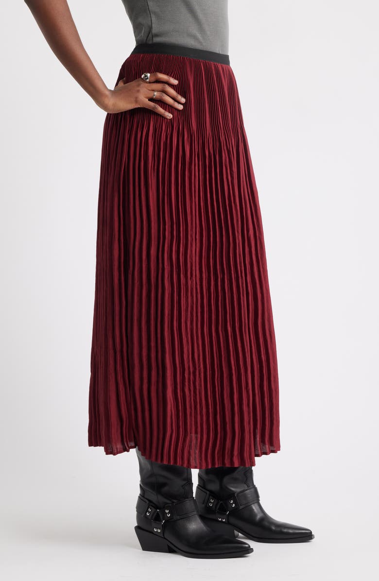 Treasure & Bond Pleated Satin Midi Skirt, Alternate, color, Red Grape