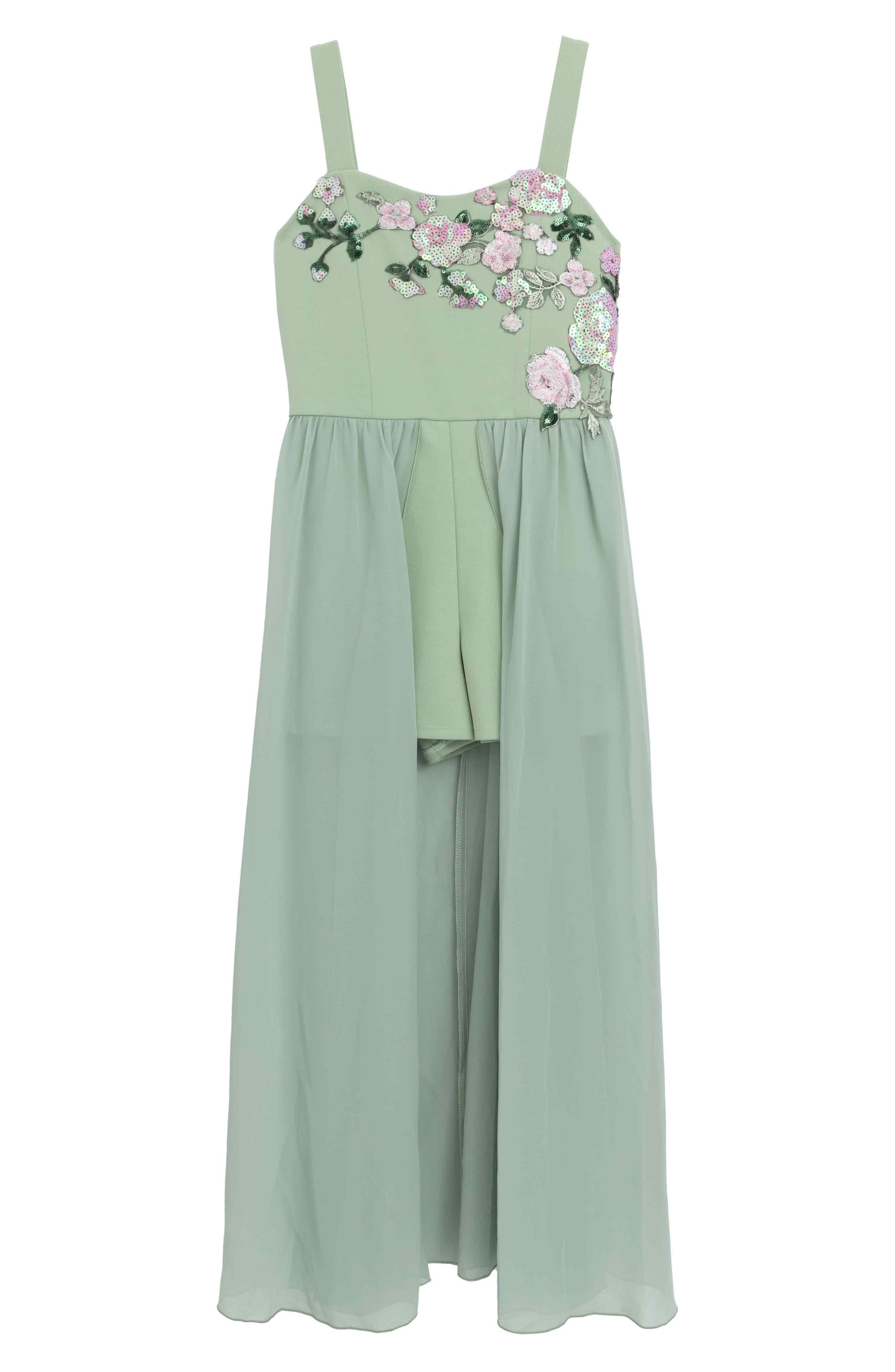 Speechless Kids' Floral Appliqué Skirted Romper