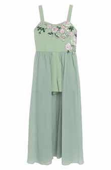 Speechless Kids' Floral Appliqué Skirted Romper