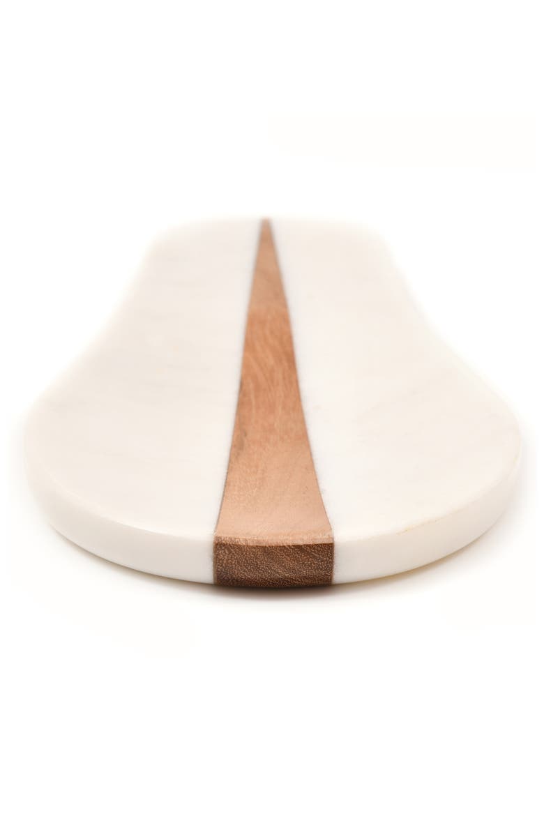 Marble and Wood Spoon Rest, Alternate, color, White