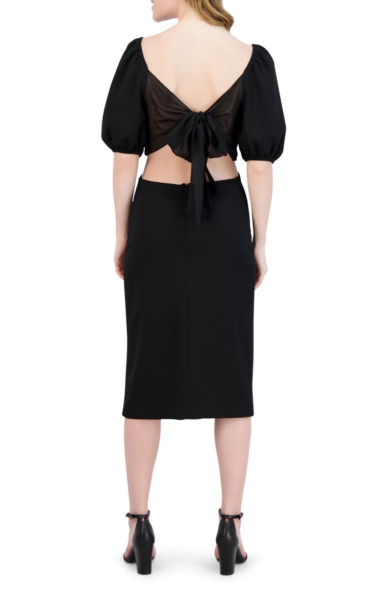 JuliaFashion-Add Elegant Split Back Puff Sleeve Dress main image 0