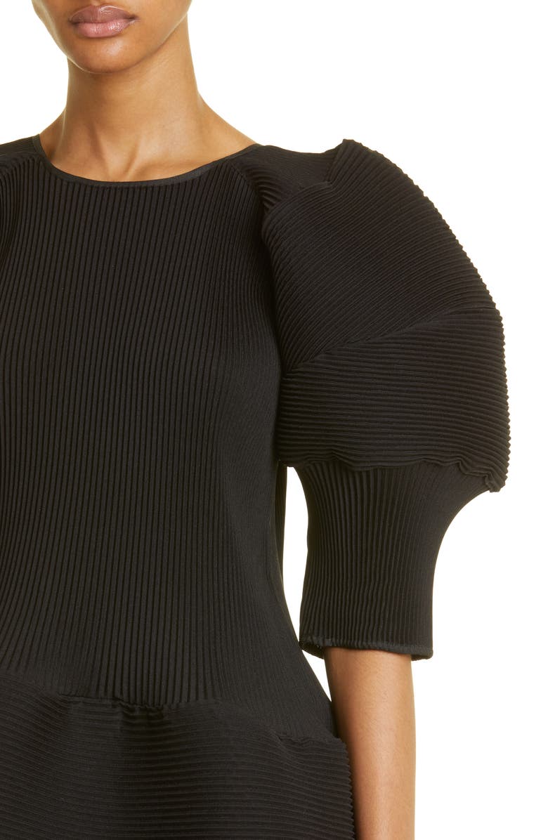 MELITTA BAUMEISTER Ripple Puff Sleeve Plissé Dress, Alternate, color, 