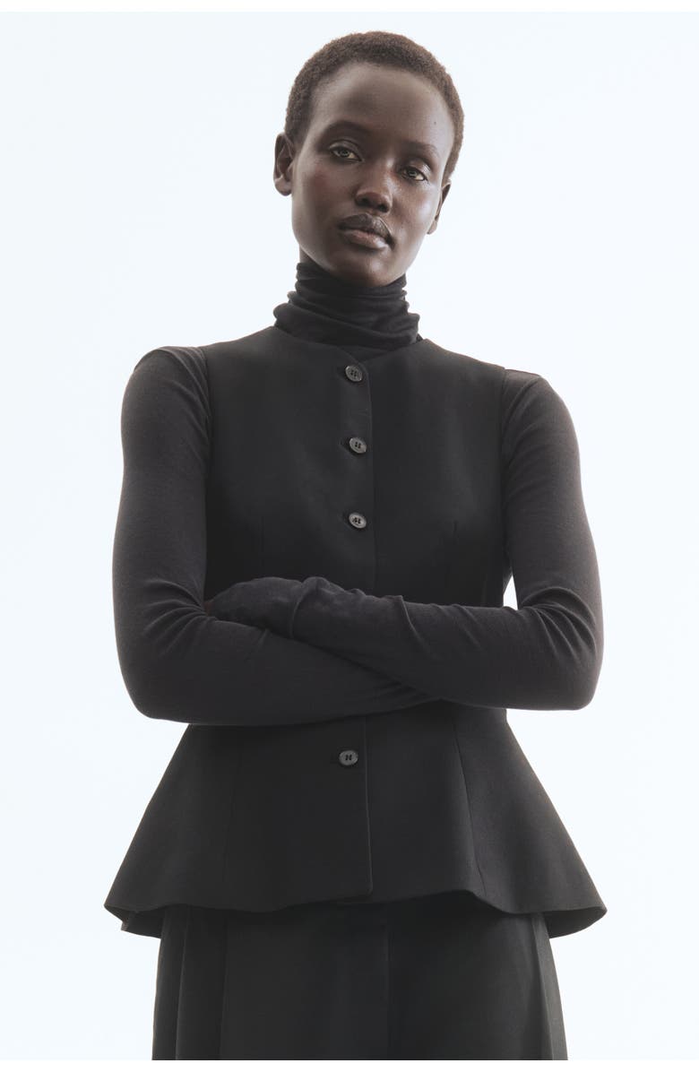 H&M Peplum Waistcoat, Alternate, color, Black