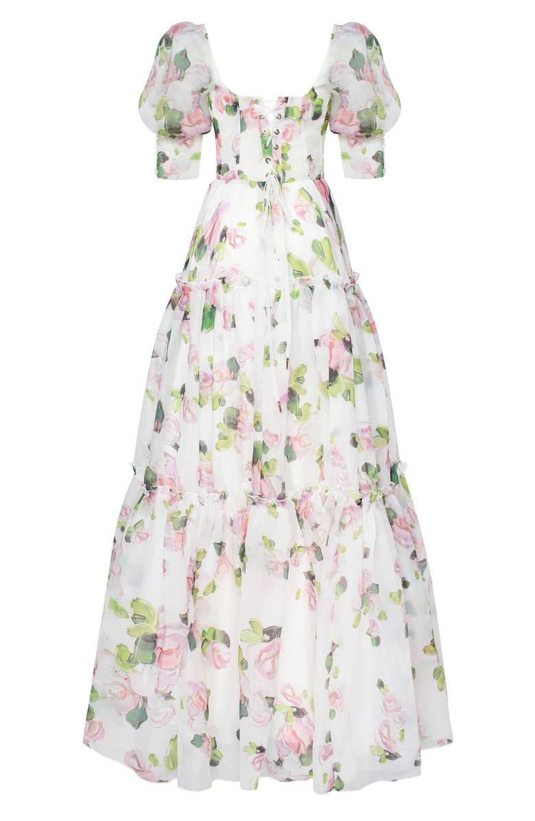 Milla Hydrangea Feminine Voluminous Sheer Sleeves Dress, Alternate, color, 