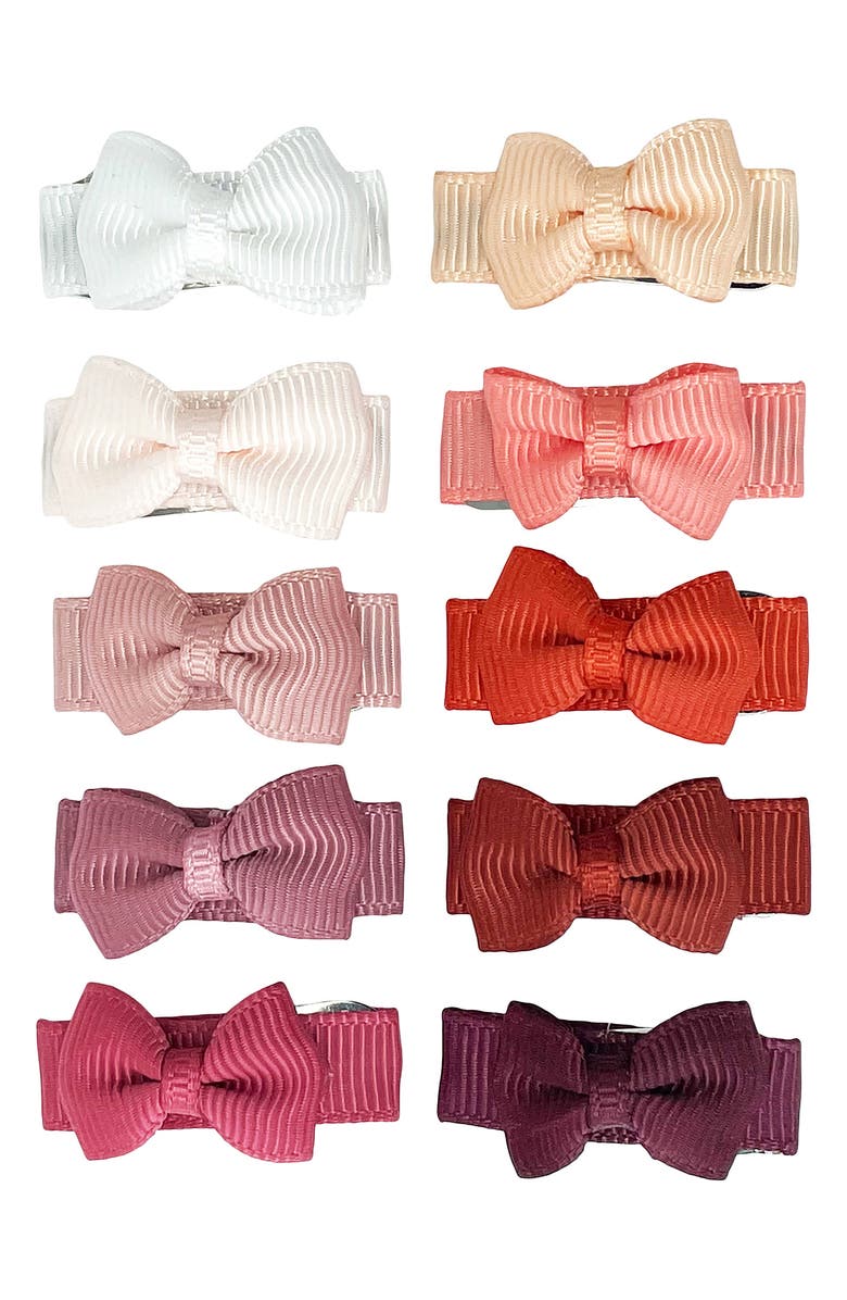 BABY WISP 10-Pack Clip-On Hair Bows, Main, color, 