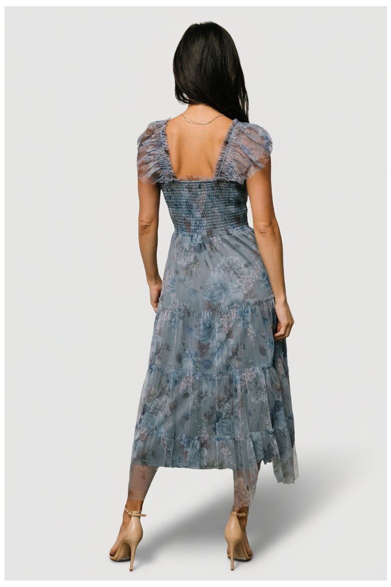 Clementine Tulle Midi Dress, Alternate, color, Dusty Blue Floral