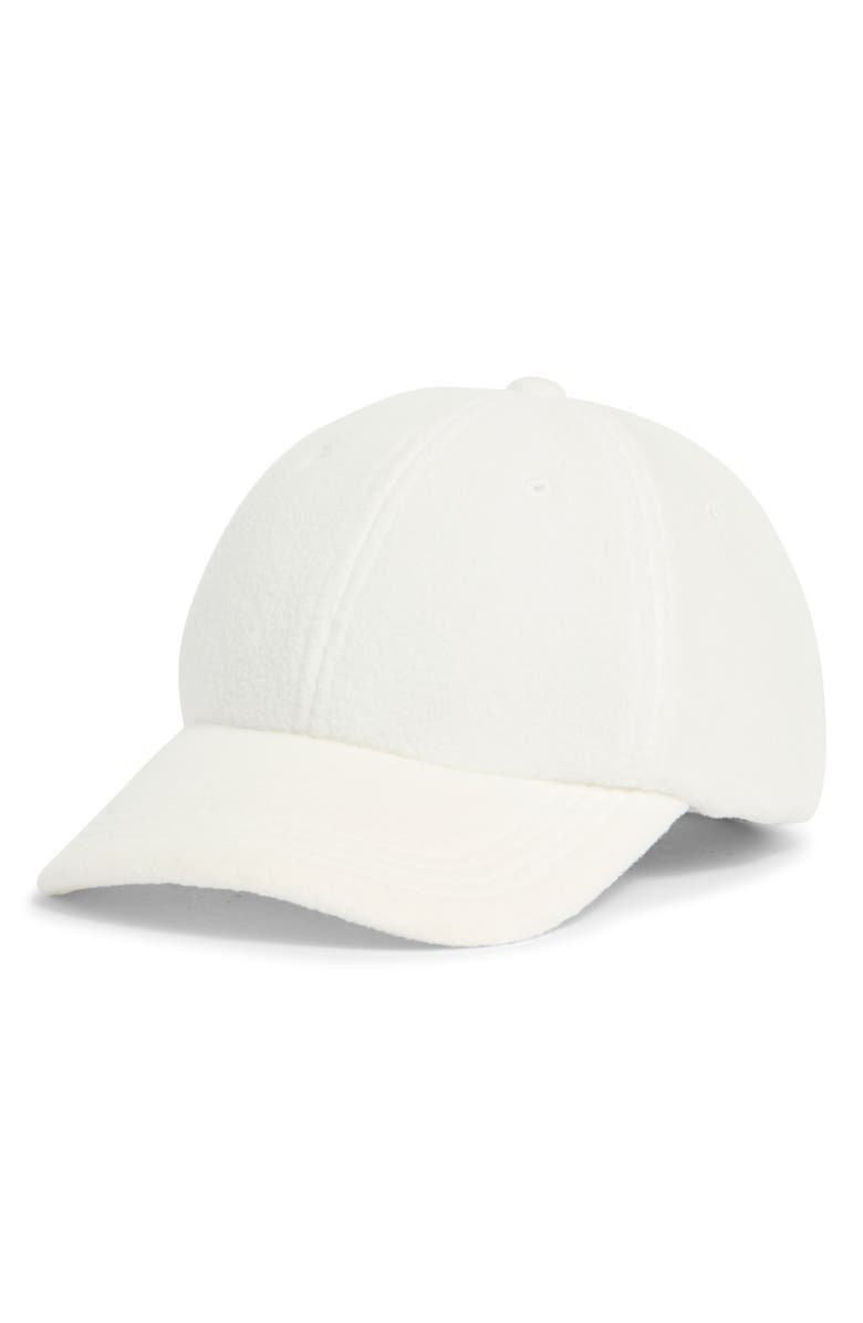 Zella Faux Shearling Baseball Hat, Main, color, Ivory Egret