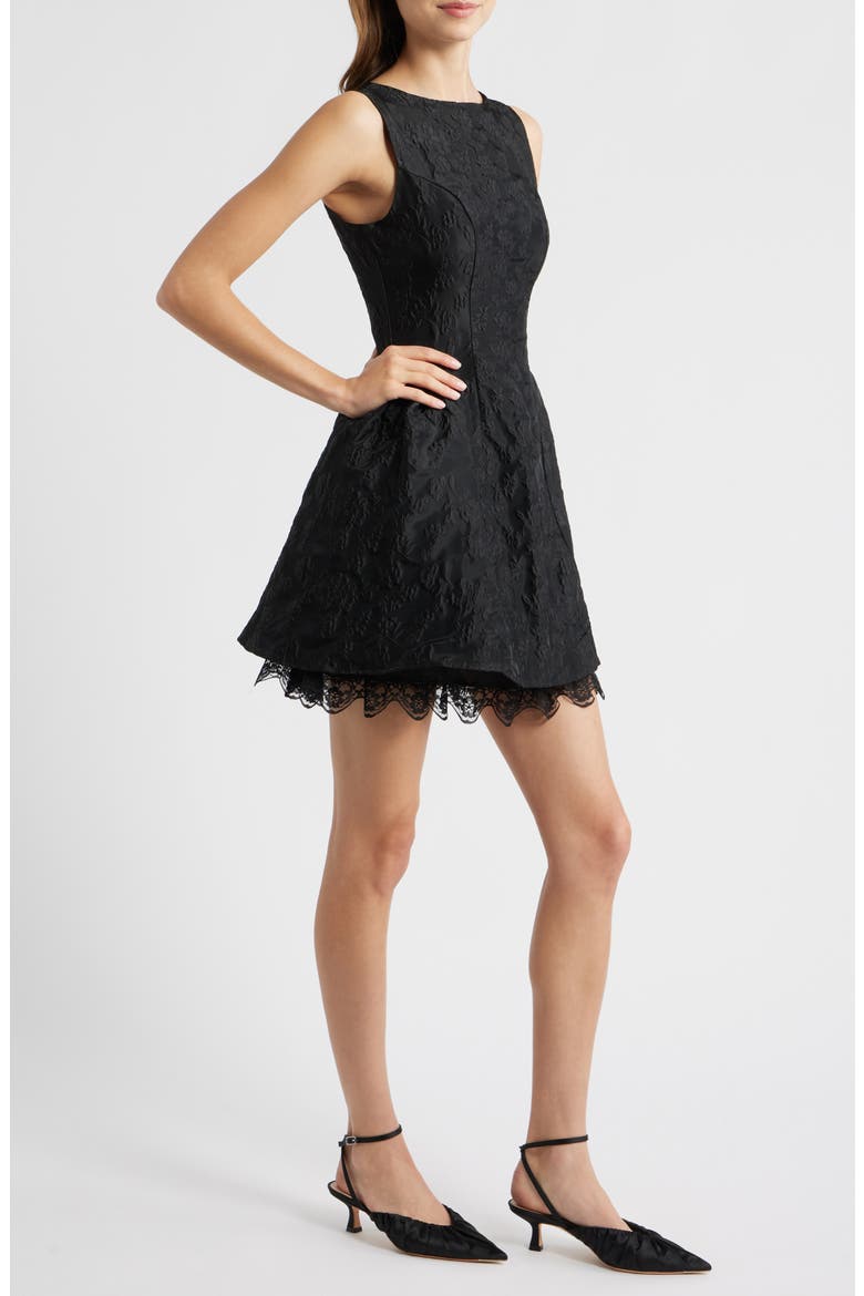 Screenplay Floral Jacquard Cocktail Dress, Alternate, color, BLACK