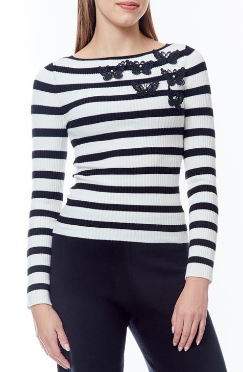 Amiri Stripe Butterfly Appliqué Crop Sweater