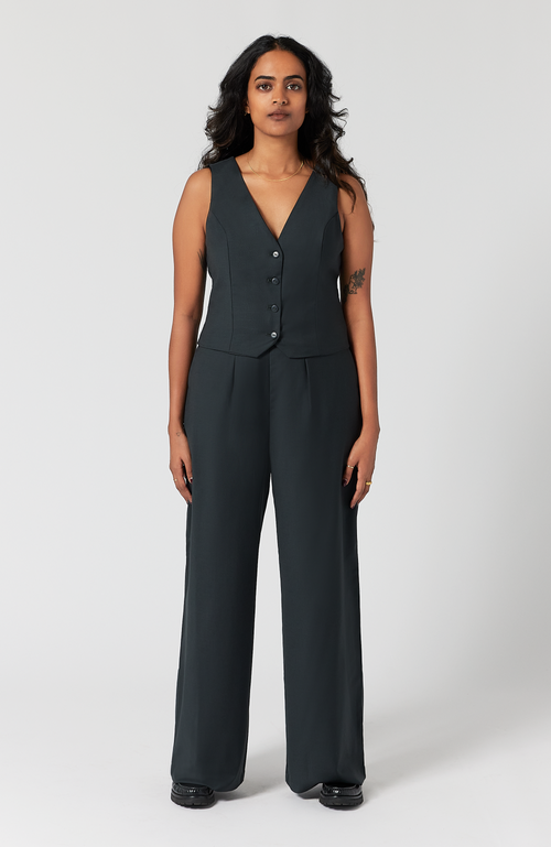 Aam The Label The Wool Wide Leg Pant For Full Hips And Thighs In Charcoal