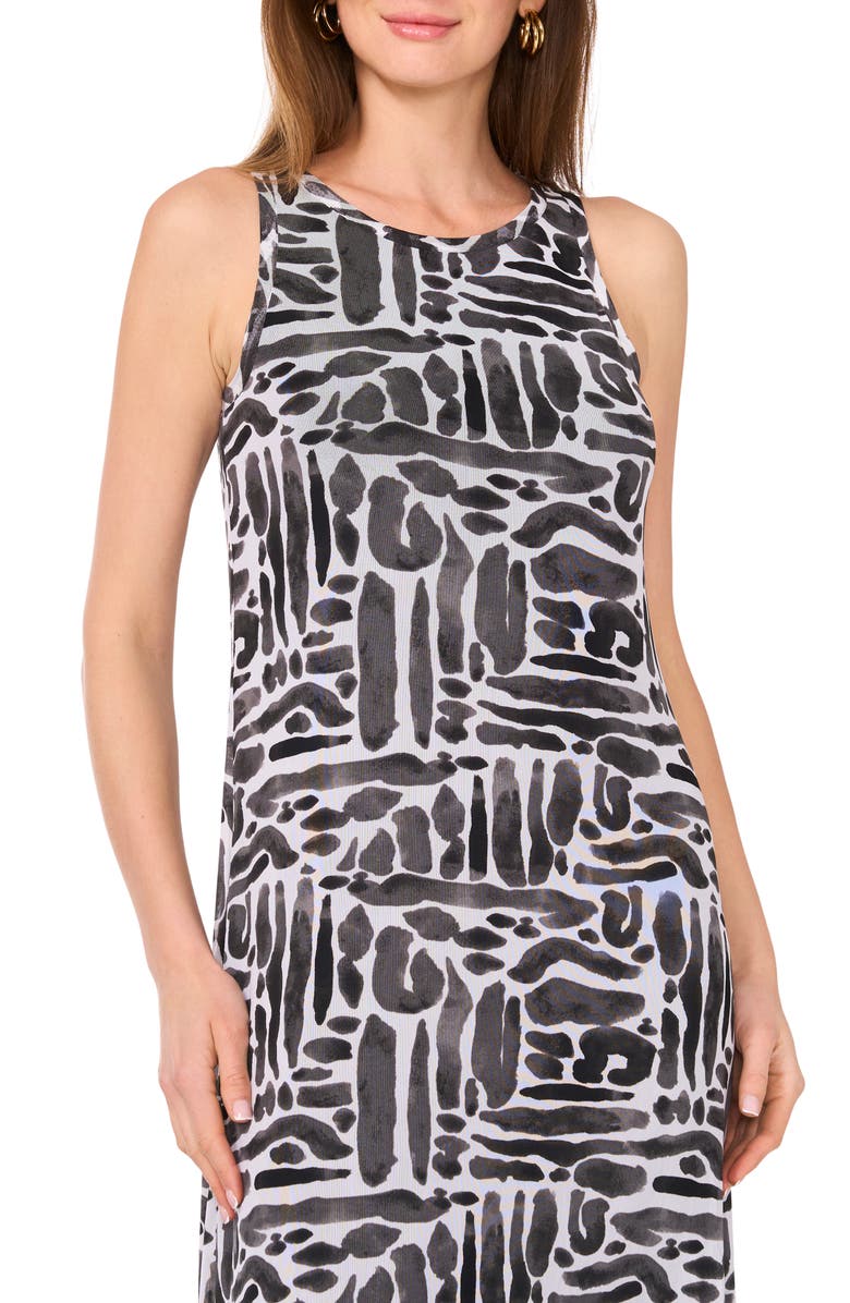 Vince Camuto Abstract Print Mesh Maxi Dress, Alternate, color, 