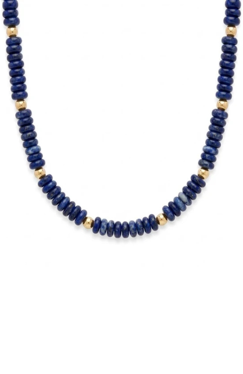 Lapis Lazuli and 14k Gold Filled Beaded Necklace