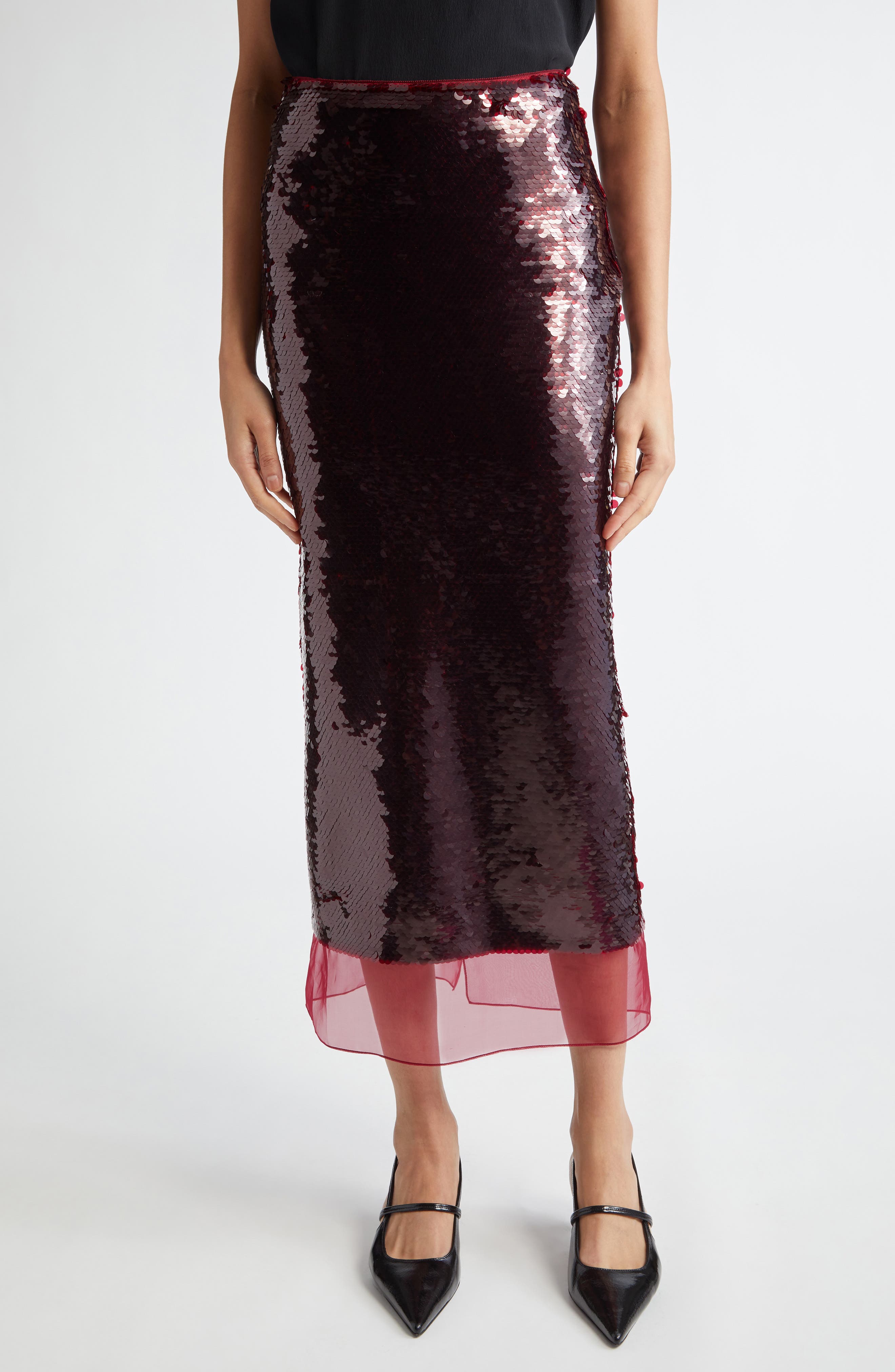 Emilia Wickstead Kazu Sequin Column Midi Skirt (Women) | Nordstrom