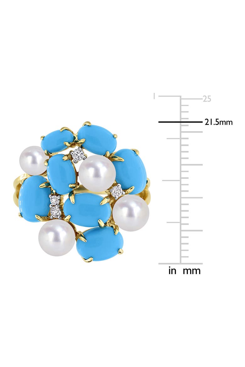 Cultured Freshwater Pearl & Created Turquoise Cluster Ring, Alternate, color, TURQUOISE