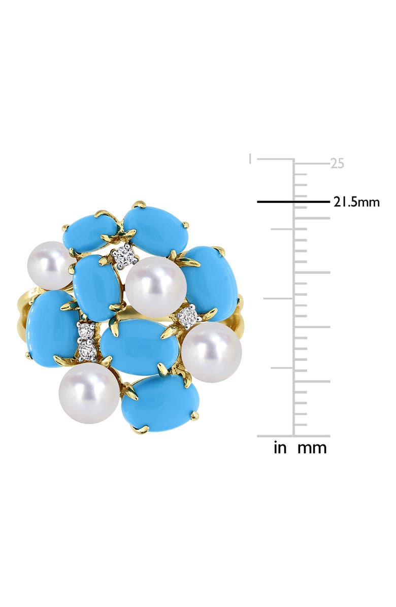 DELMAR Cultured Freshwater Pearl & Created Turquoise Cluster Ring, Alternate, color,
