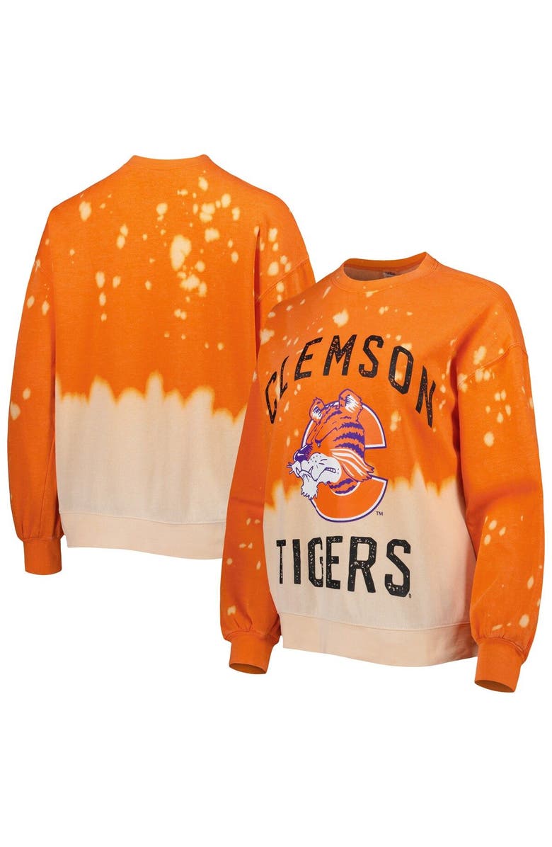 GAMEDAY COUTURE Women's Gameday Couture Orange Clemson Tigers Twice As Nice Faded Dip-Dye Pullover Long Sleeve Top, Main, color, Orange