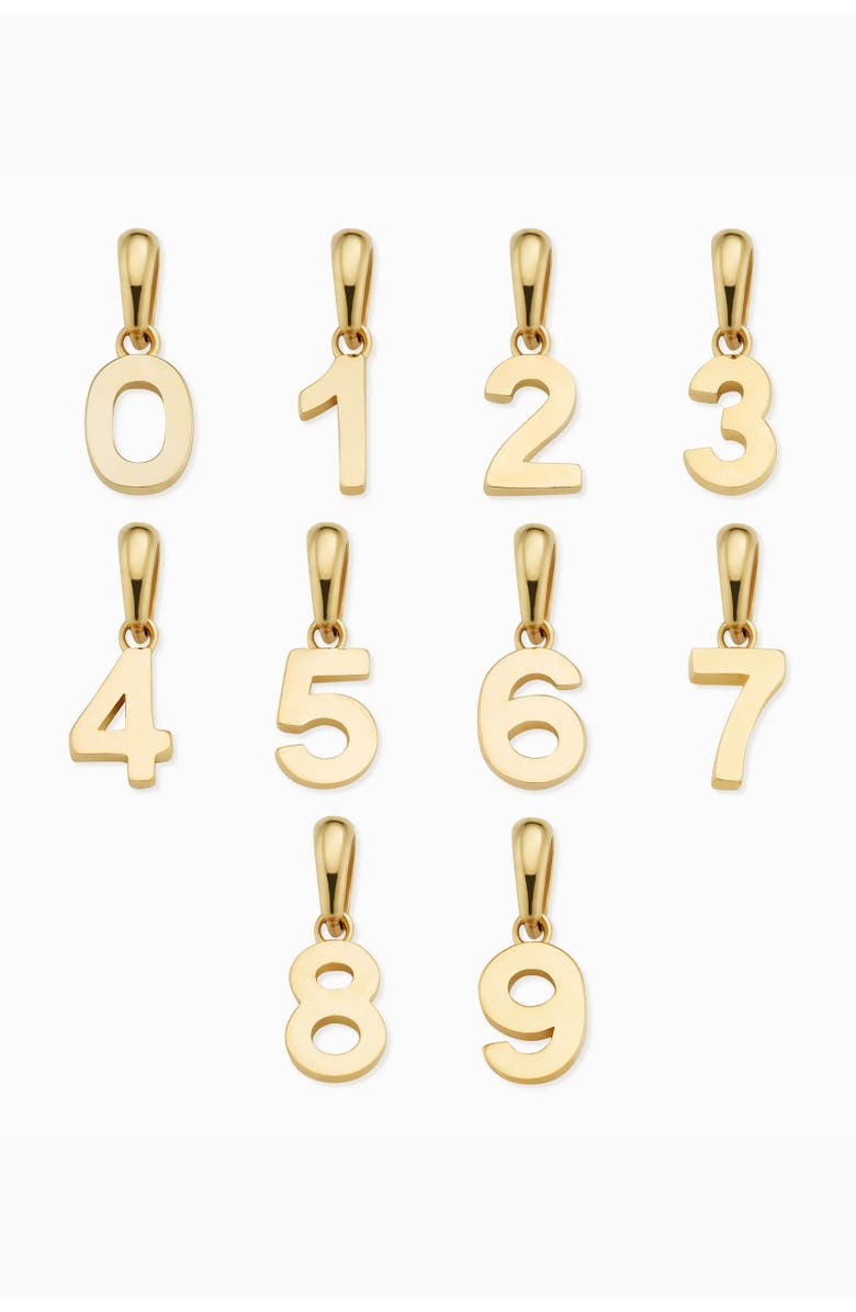 Oradina 14K Gold My Number Pendant Charm, Alternate, color, Number 0