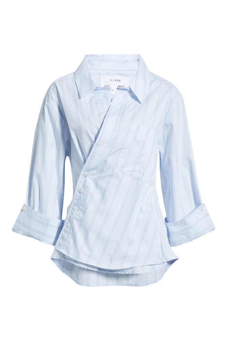 Asymmetric Stripe Wrap Shirt, Alternate, color, ROYAL STRIPE