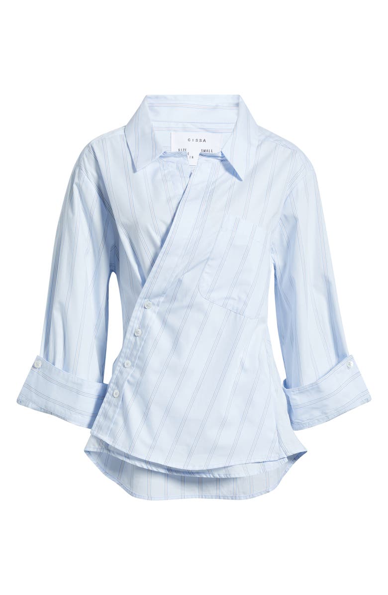 CISSA Asymmetric Stripe Wrap Shirt, Alternate, color, Royal Stripe