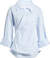 CISSA Asymmetric Stripe Wrap Shirt