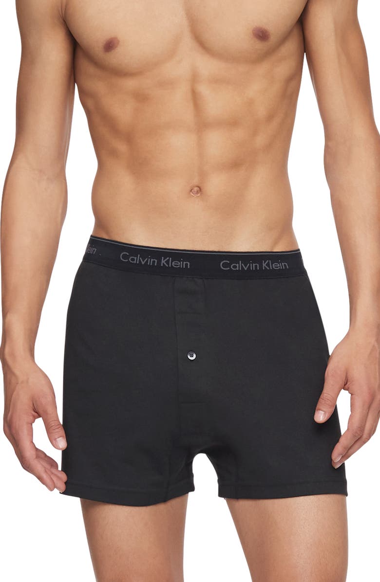 Calvin Klein 3-Pack Knit Cotton Boxers, Alternate, color, Black
