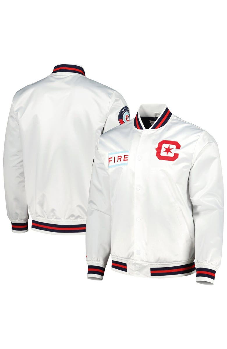 Mitchell & Ness Men's Mitchell & Ness  White Chicago Fire City Full-Snap Satin Jacket, Main, color, 