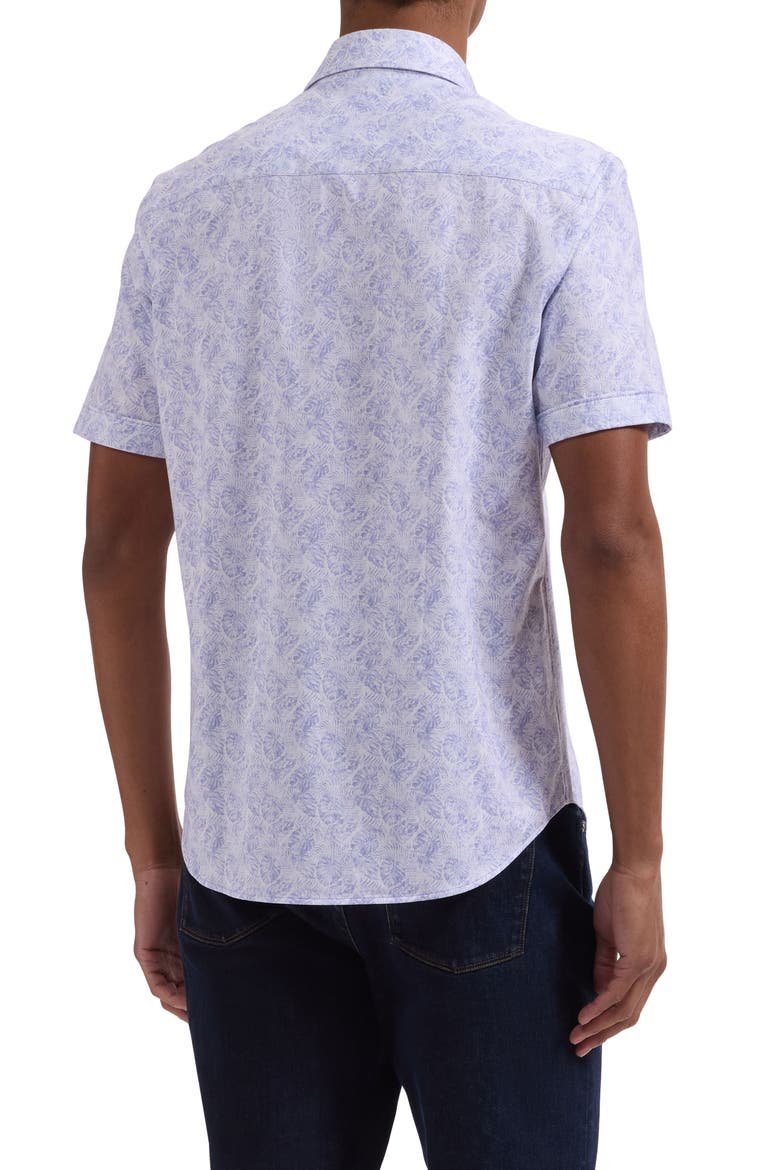 Miles OoohCotton® Tropical Leaf Print Short Sleeve Button-Up Shirt, Alternate, color, LILAC