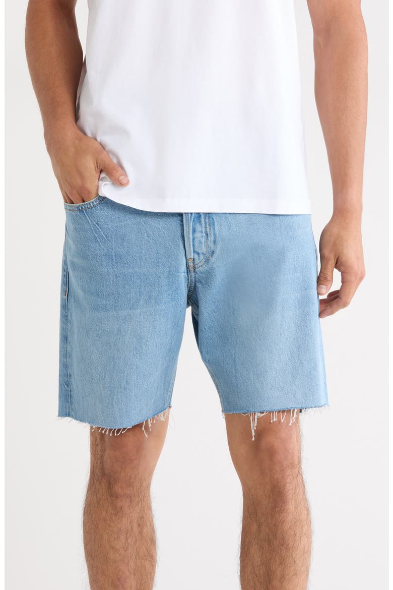 The Relaxed Raw Hem Denim Shorts, Main, color, GOOD TIMES