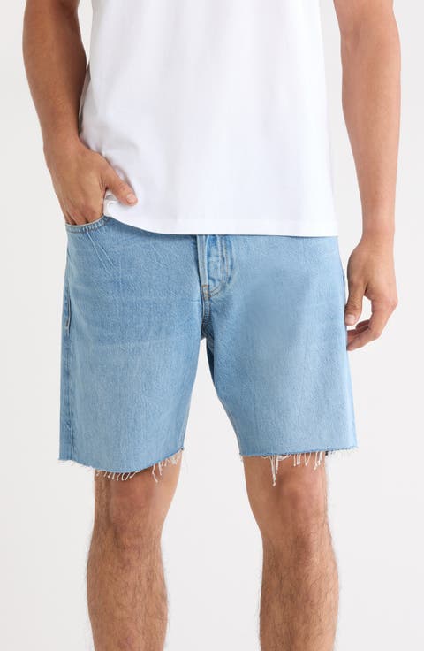 The Relaxed Raw Hem Denim Shorts