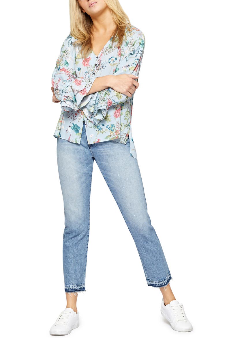 Posey Floral Blouse, Alternate, color, BLUEBELL