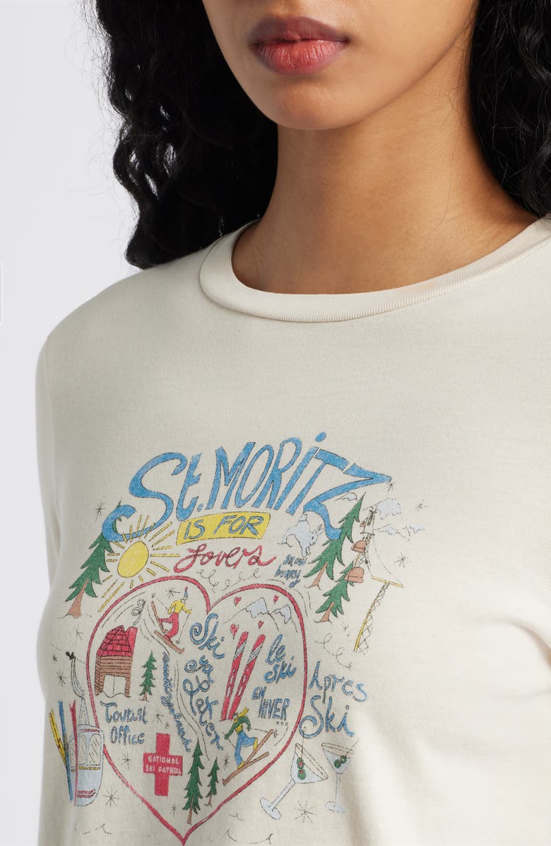 Daydreamer St. Moritz is for Lovers Long Sleeve Crop Graphic T-Shirt, Alternate, color, Dirty White