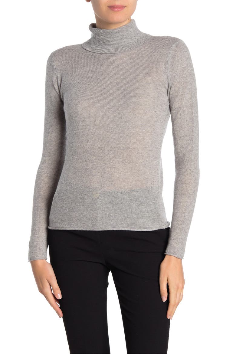 M by Magaschoni Cashmere Turtleneck Sweater, Main, color, FLINT GREY HEATHER