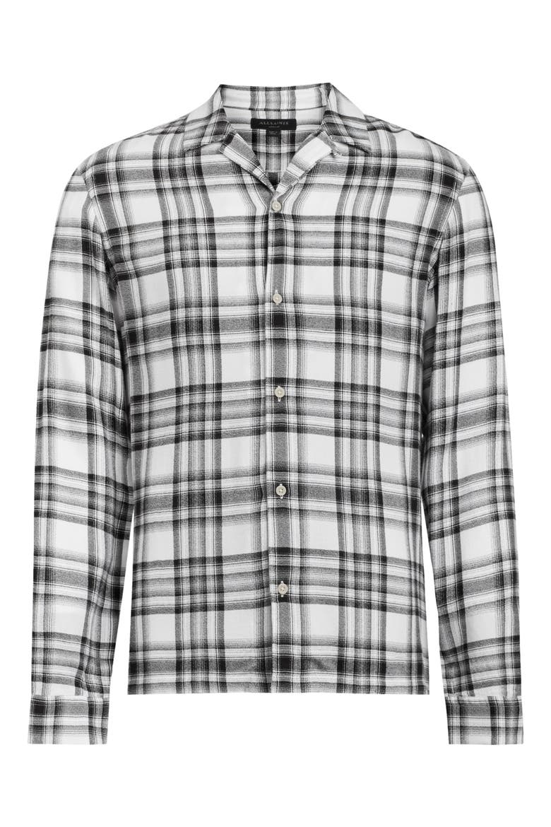 Easton Plaid Button-Up Shirt, Alternate, color, WHITE/ BLACK