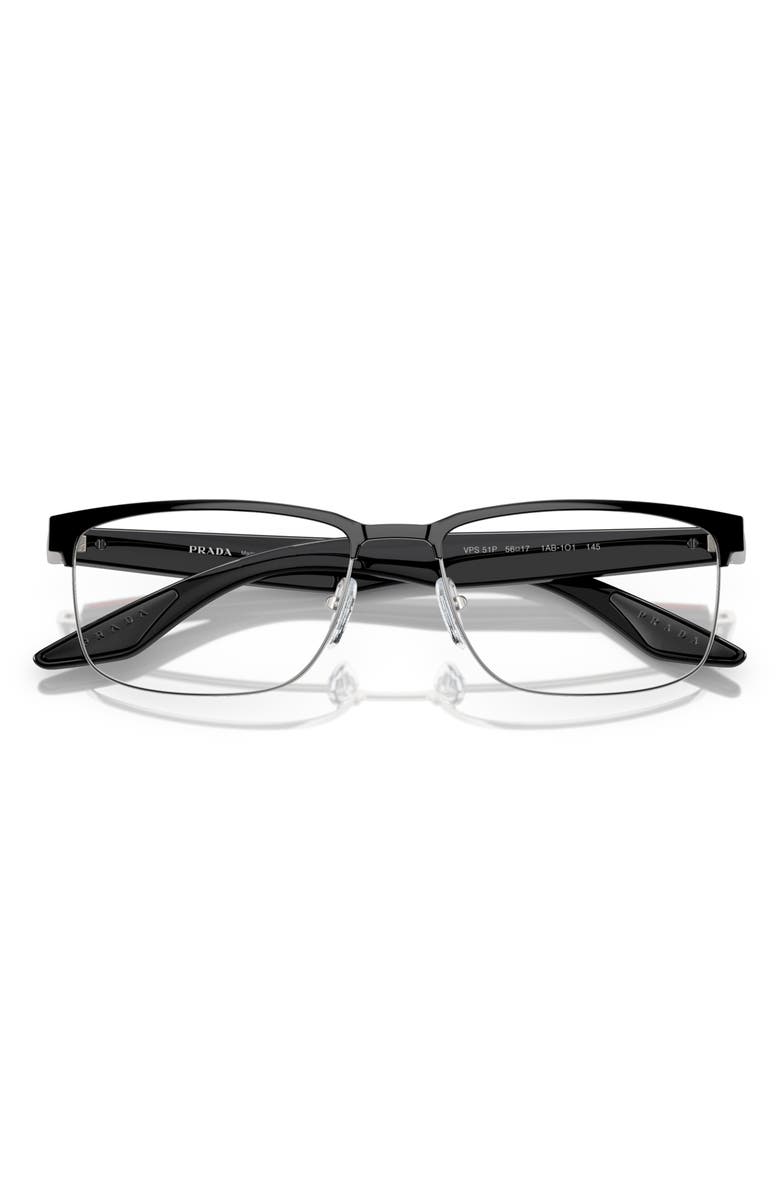 Prada Linea Rossa 56mm Rectangular Optical Glasses, Alternate, color, 