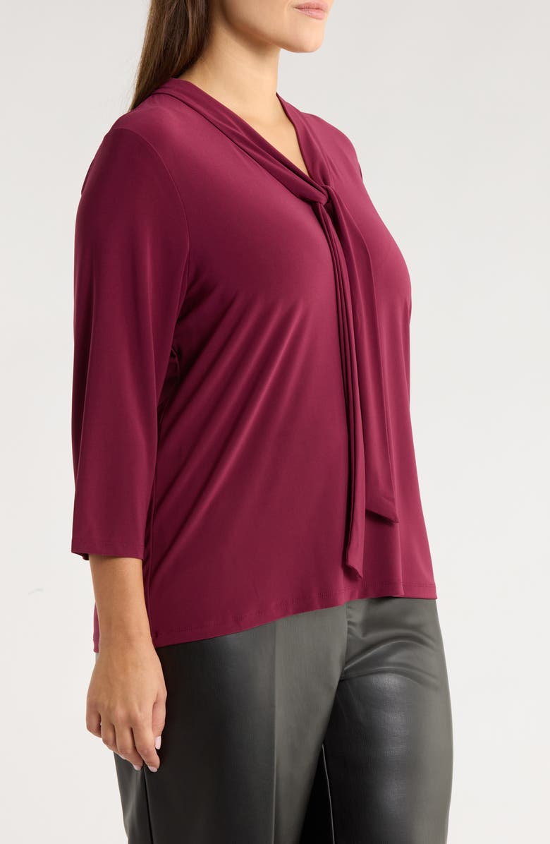 KASPER Tie Neck Top, Alternate, color, Shiraz