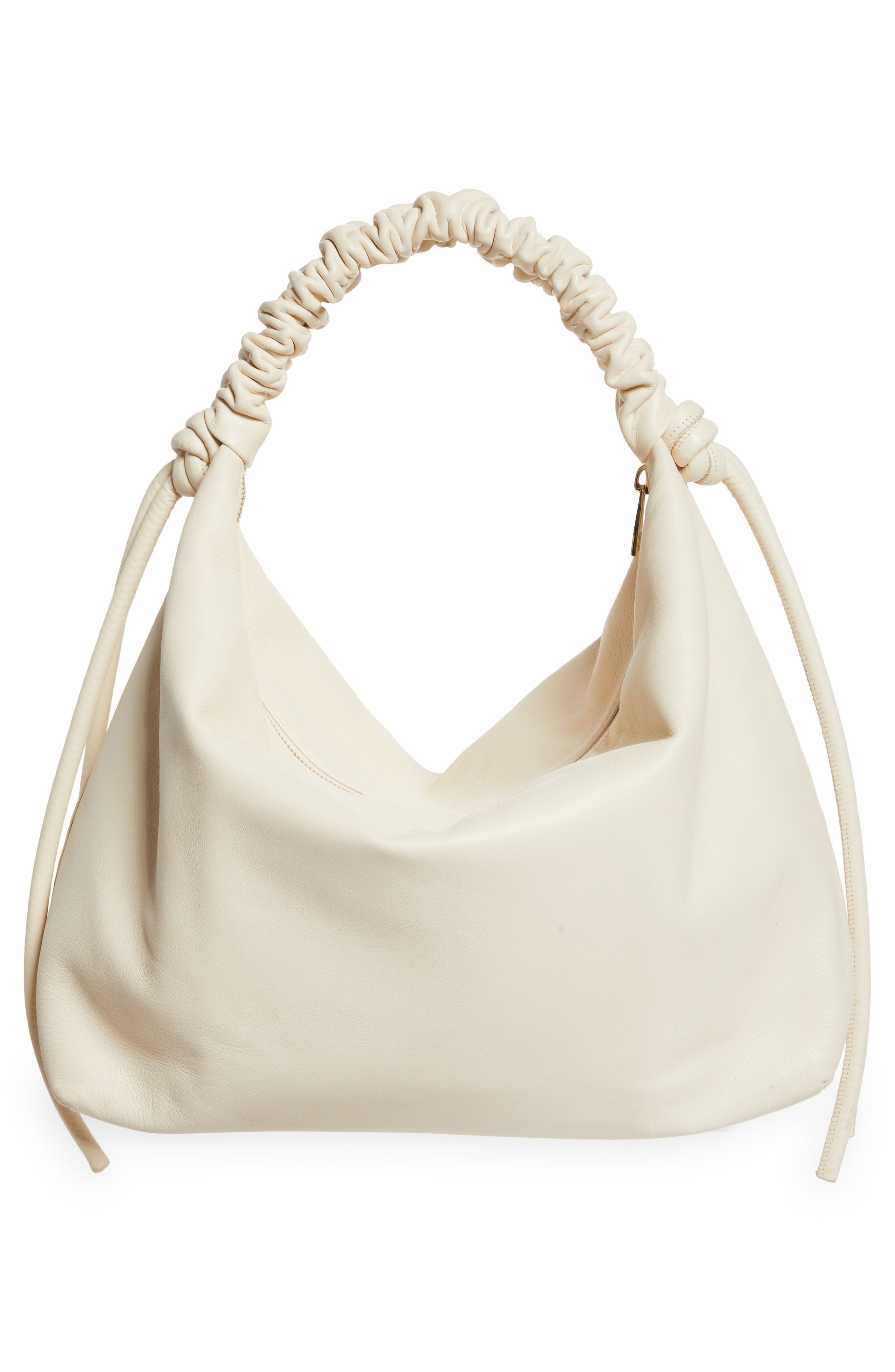 Medium Drawstring Leather Hobo, Alternate, color, IVORY