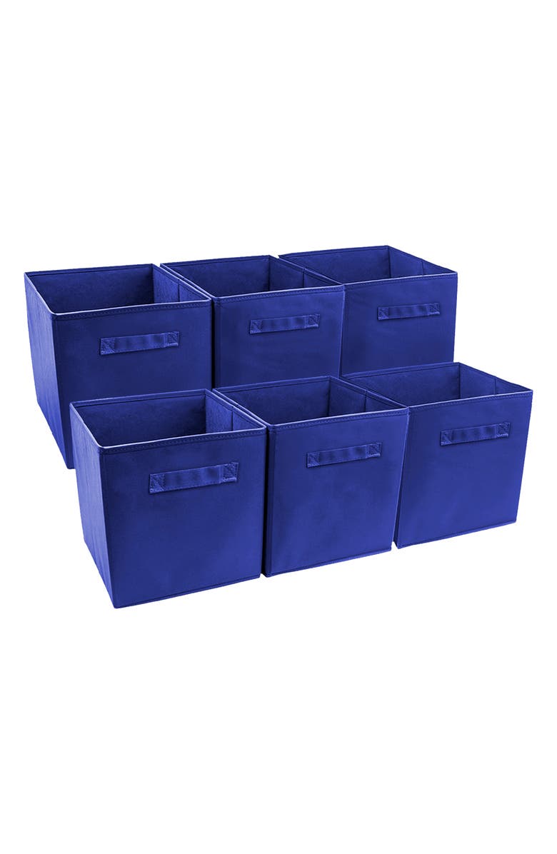 SORBUS Royal Blue Foldable Storage Cube Basket Bin - 6 Pack, Main, color, Royal Blue