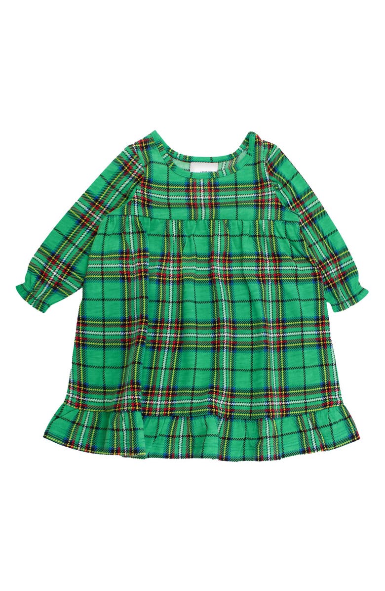 RuffleButts Girls Holiday Pajama Night Gown, Main, color, Green Nicholas Plaid