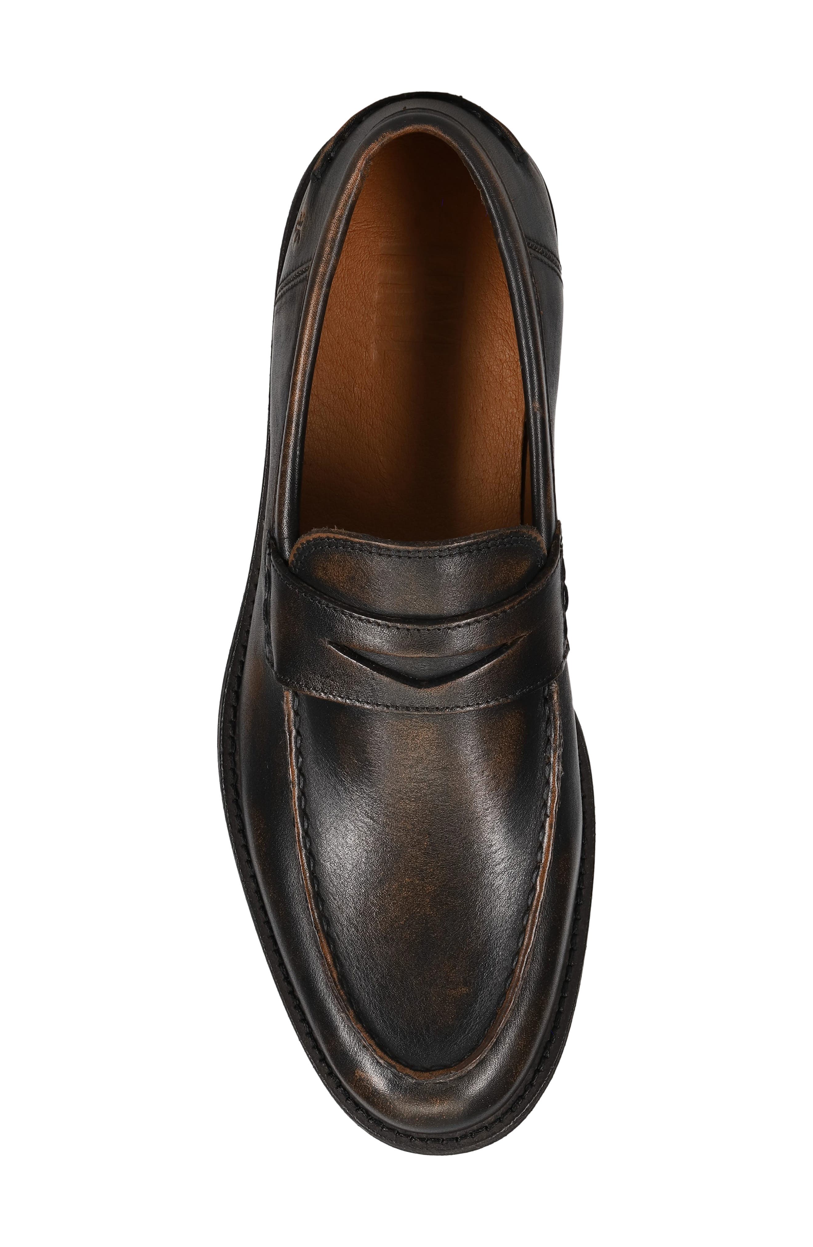 Frye Tyler Flex Leather Penny Loafer, Alternate, color, Brown Brush-Off