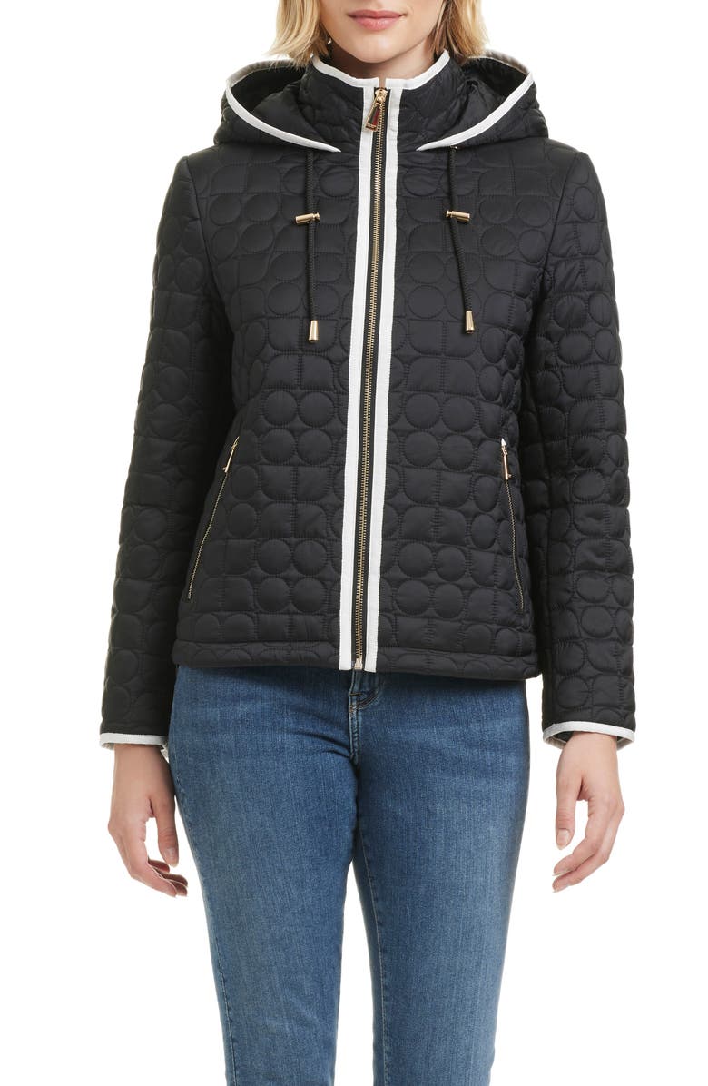 Kate Spade New York water resistant hooded quilted jacket, Main, color,