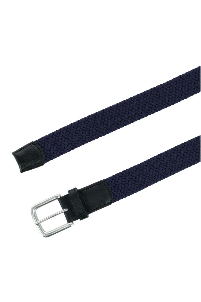 Riverside Big and Tall Solid Stretch Weave Belt, Alternate, color, Navy