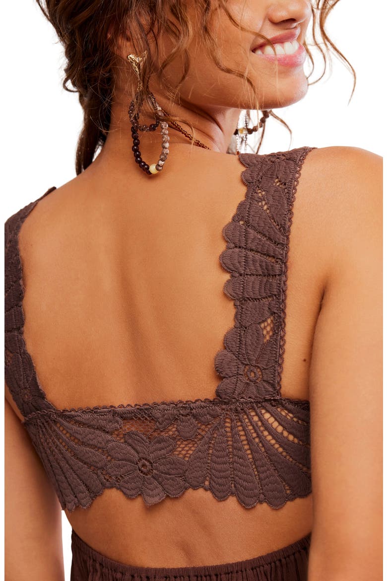 Petal Party Ruffle Trim Lace Babydoll Top, Alternate, color, SHAVED CHOCOLATE