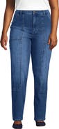 Lands' End Soft Denim High Rise Rail Straight Leg Utility Jeans